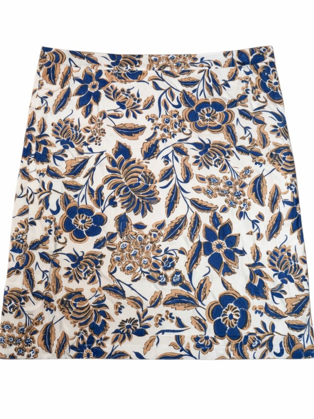 NWOT Cleo Blue Brown Floral Pencil Skirt Size 16 Below The Knee